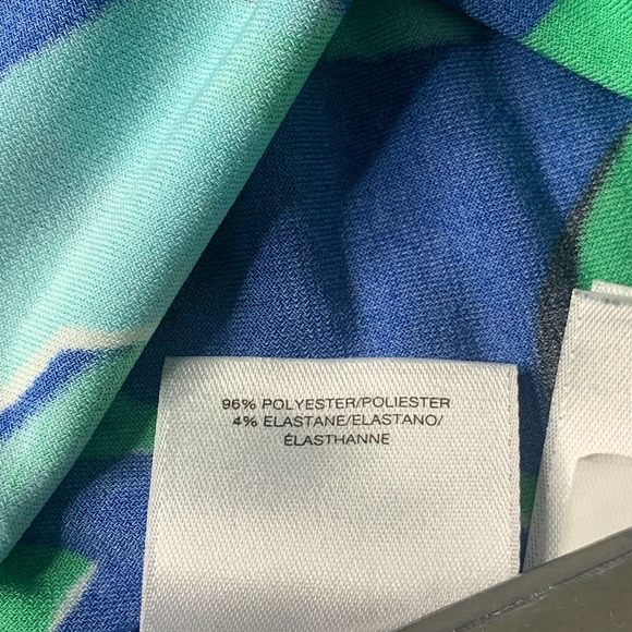 Cappagallo Womens Blouse Top Size Small Blue/Green Floral Print Keyhole Neck - Picture 12 of 12